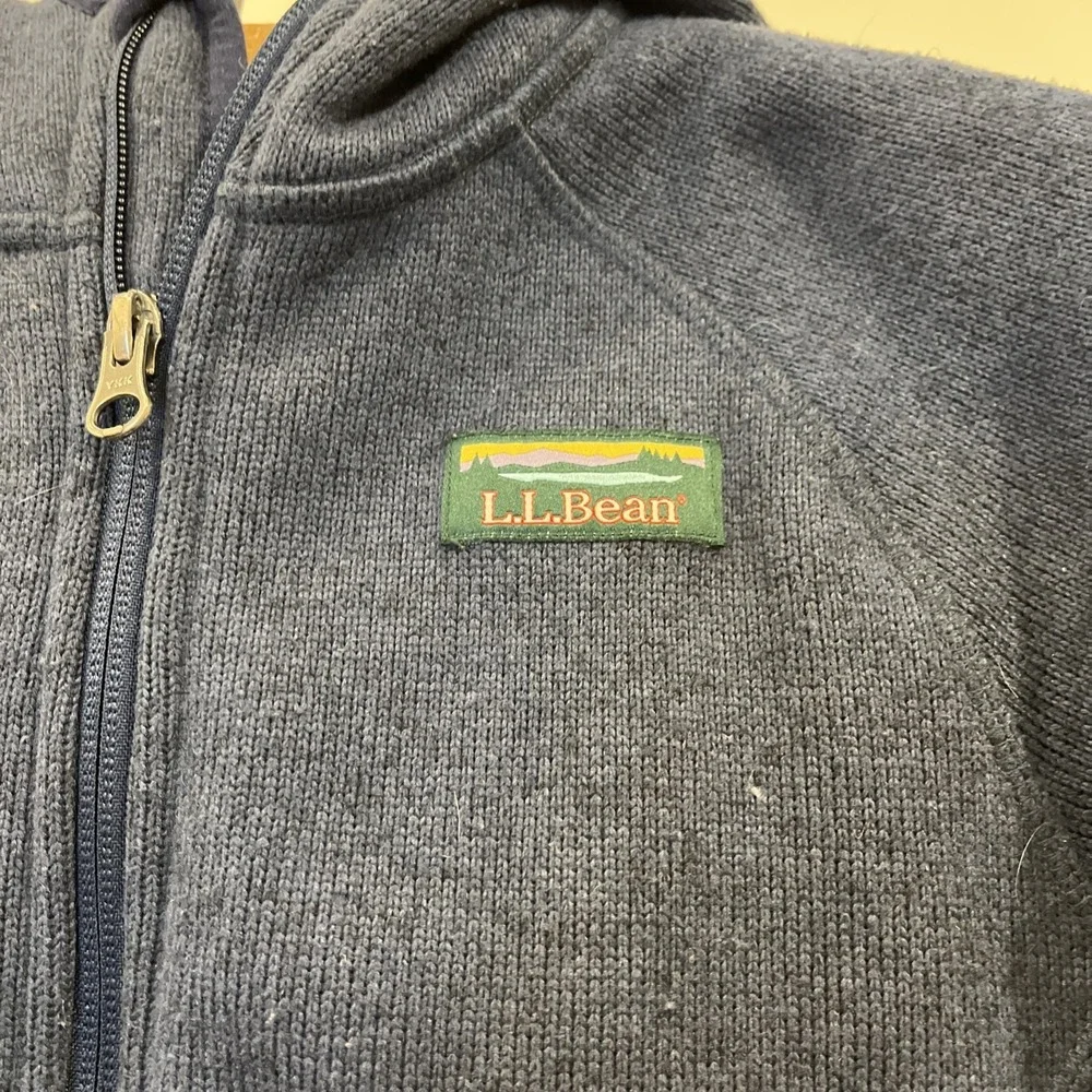 LL Bean Sweater Fleece Jacket Kids Large Sz 8 Blue Hoodie Full Zip‎ Unisex Child